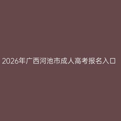 2026年广西河池市成人高考报名入口