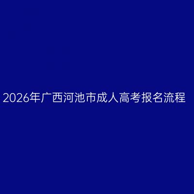 2026年广西河池市成人高考报名流程