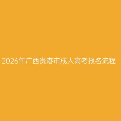 2026年广西贵港市成人高考报名流程