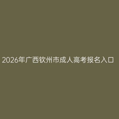 2026年广西钦州市成人高考报名入口