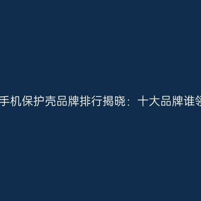 2026年手机保护壳品牌排行揭晓：十大品牌谁领风骚？