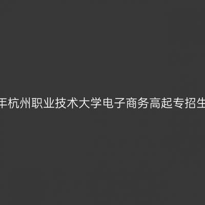 2026年杭州职业技术大学电子商务高起专招生解读