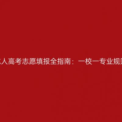 2026年河南成人高考志愿填报全指南：一校一专业规则与填报要点