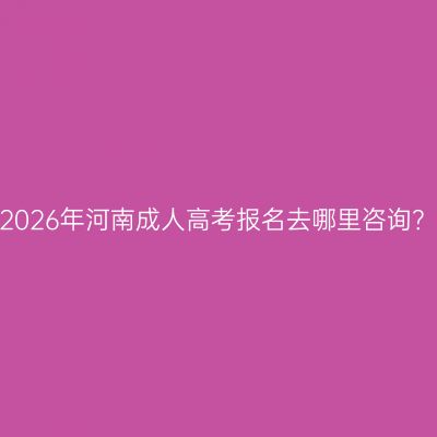 2026年河南成人高考报名去哪里咨询？