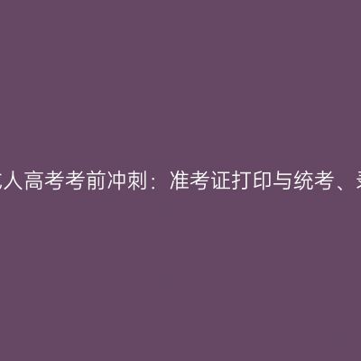 2026年河南成人高考考前冲刺：准考证打印与统考、录取安排建议