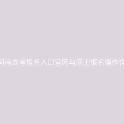 2026年河南成考报名入口官网与网上报名操作详细指南