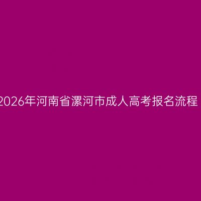 2026年河南省漯河市成人高考报名流程