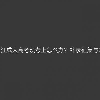 2026年浙江成人高考没考上怎么办？补录征集与来年再战