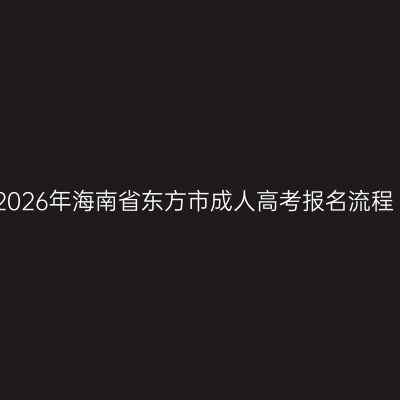 2026年海南省东方市成人高考报名流程