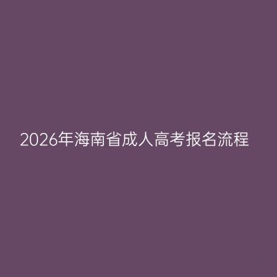 2026年海南省成人高考报名流程