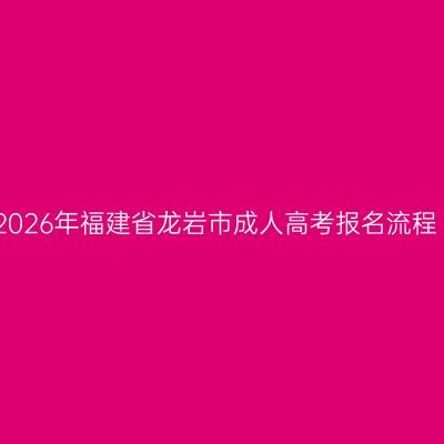 2026年福建省龙岩市成人高考报名流程