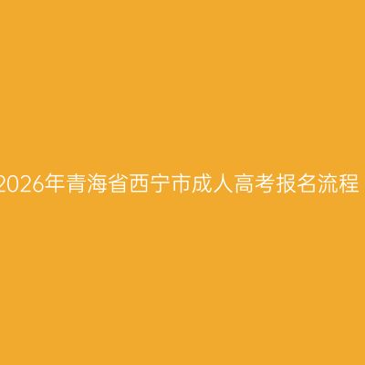 2026年青海省西宁市成人高考报名流程