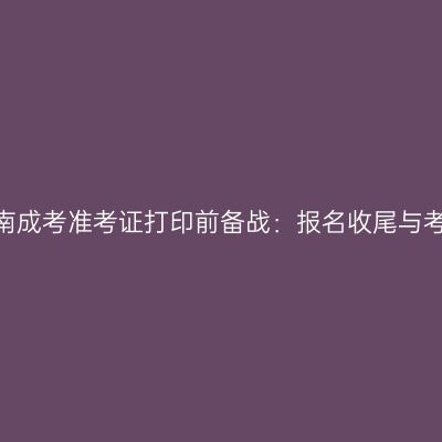 2026河南成考准考证打印前备战：报名收尾与考前冲刺