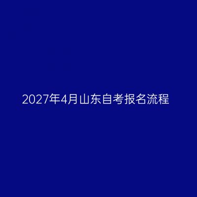 2027年4月山东自考报名流程