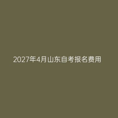 2027年4月山东自考报名费用