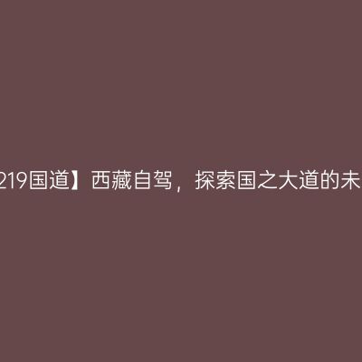 【G219国道】西藏自驾，探索国之大道的未知