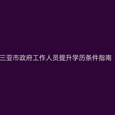 三亚市政府工作人员提升学历条件指南