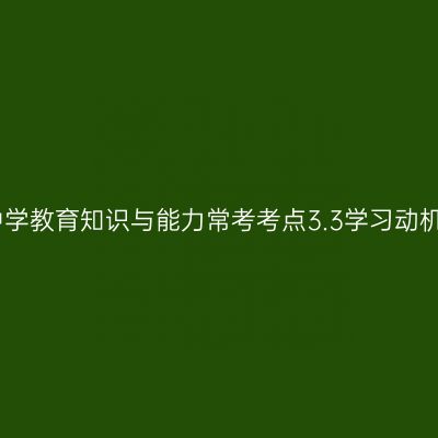 中学教育知识与能力常考考点3.3学习动机