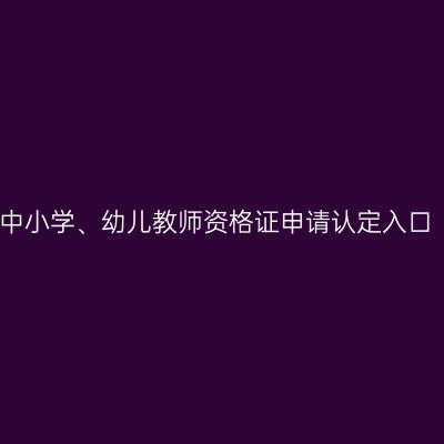 中小学、幼儿教师资格证申请认定入口