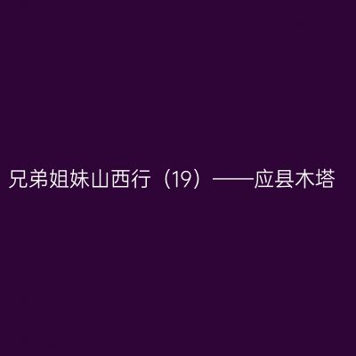 兄弟姐妹山西行（19）——应县木塔