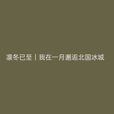 凛冬已至｜我在一月邂逅北国冰城