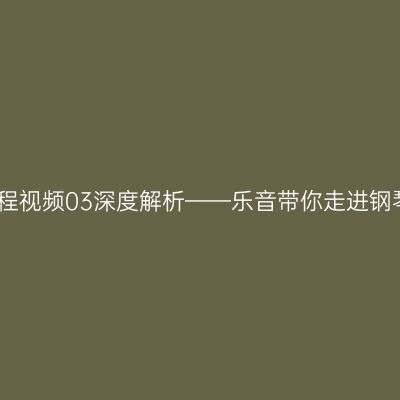 刘诗昆钢琴教程视频03深度解析——乐音带你走进钢琴学习的殿堂