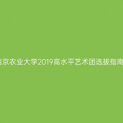 南京农业大学2019高水平艺术团选拔指南