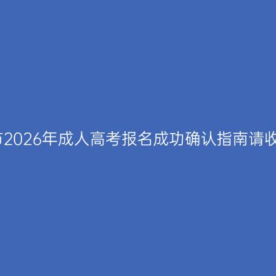 广西南宁市2026年成人高考报名成功确认指南请收好怎么查