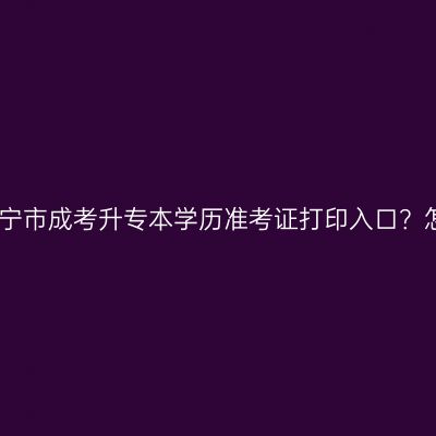 广西南宁市成考升专本学历准考证打印入口？怎么查