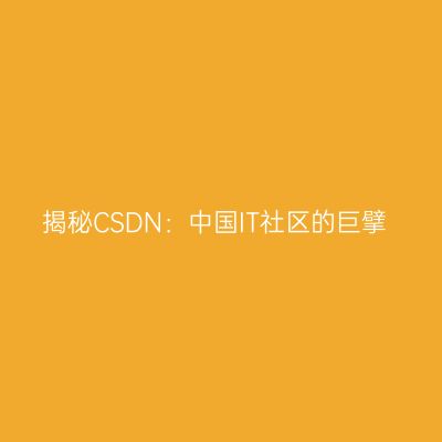 揭秘CSDN：中国IT社区的巨擘