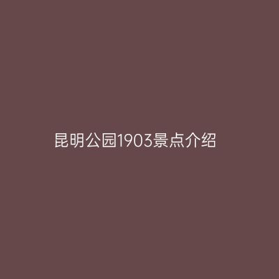 昆明公园1903景点介绍