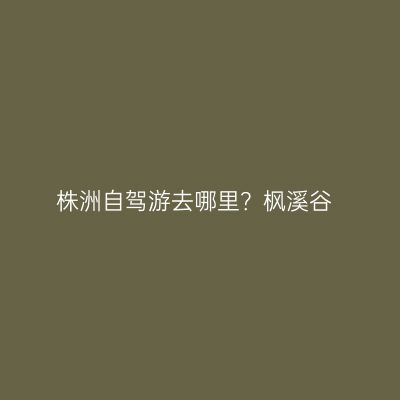株洲自驾游去哪里？枫溪谷