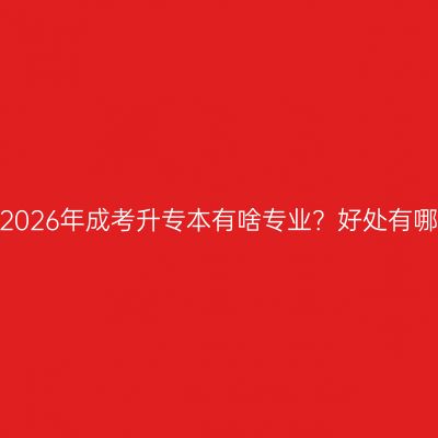 浙江2026年成考升专本有啥专业？好处有哪些？