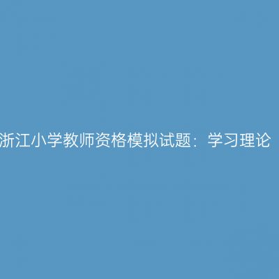 浙江小学教师资格模拟试题：学习理论