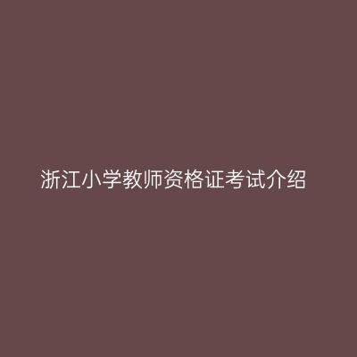 浙江小学教师资格证考试介绍
