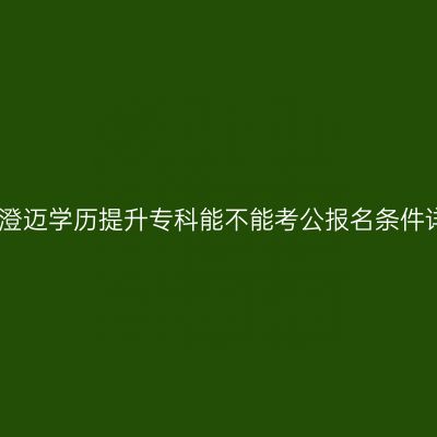 海南澄迈学历提升专科能不能考公报名条件详解