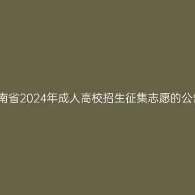 海南省2024年成人高校招生征集志愿的公告