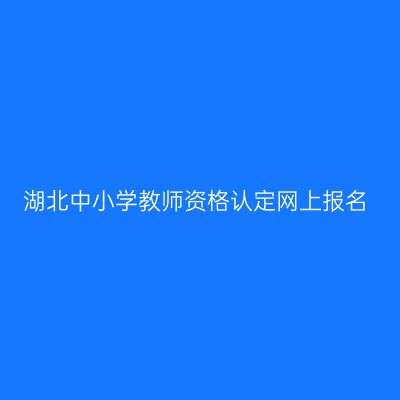 湖北中小学教师资格认定网上报名