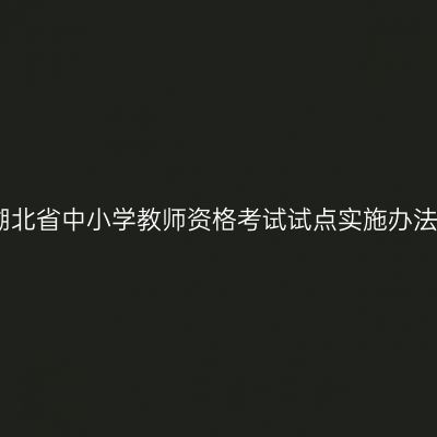 湖北省中小学教师资格考试试点实施办法