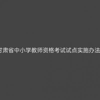 甘肃省中小学教师资格考试试点实施办法