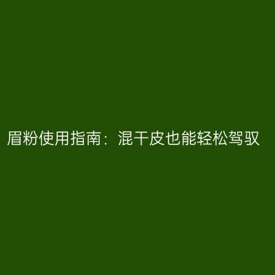 眉粉使用指南：混干皮也能轻松驾驭