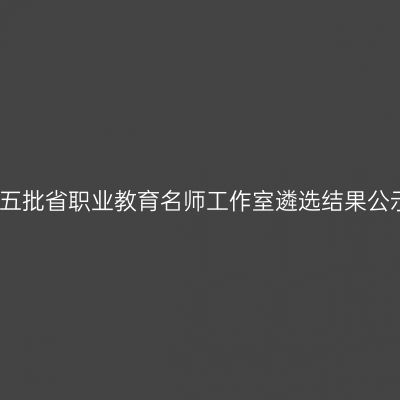 第五批省职业教育名师工作室遴选结果公示