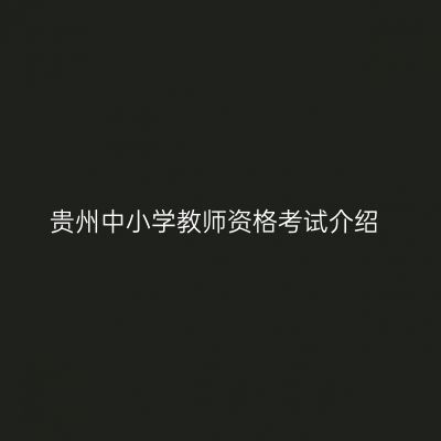 贵州中小学教师资格考试介绍