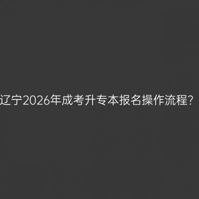 辽宁2026年成考升专本报名操作流程？
