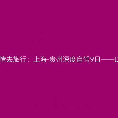 避开疫情去旅行：上海-贵州深度自驾9日——D1抚州