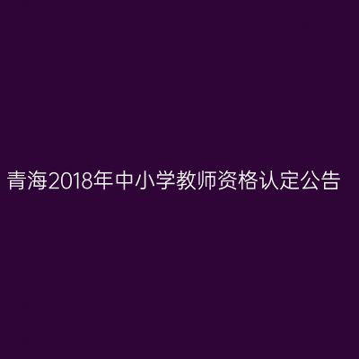 青海2018年中小学教师资格认定公告