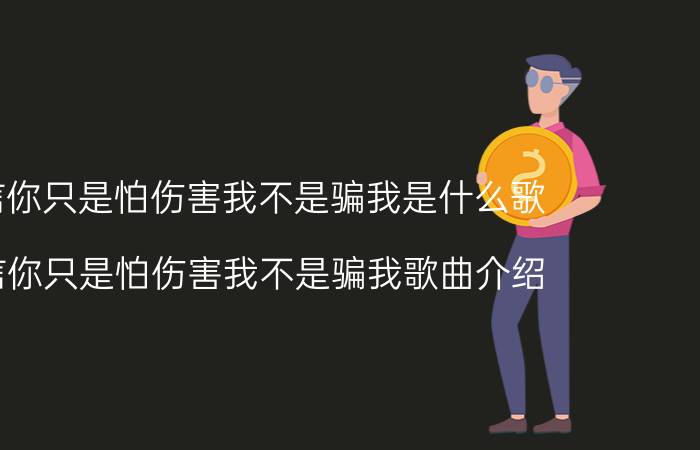 相信你只是怕伤害我不是骗我是什么歌（相信你只是怕伤害我不是骗我歌曲介绍）