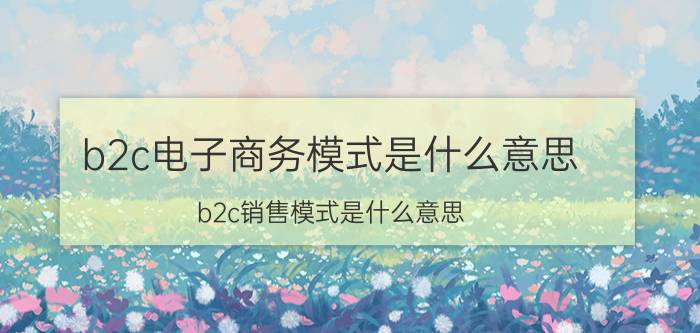 b2c电子商务模式是什么意思（b2c销售模式是什么意思）