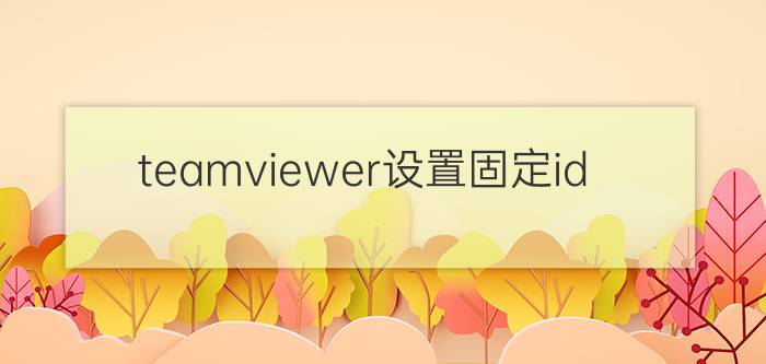 teamviewer设置固定id