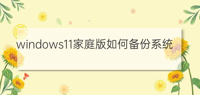 windows11家庭版如何备份系统